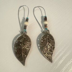 Boho Tooled Beaded Earrings